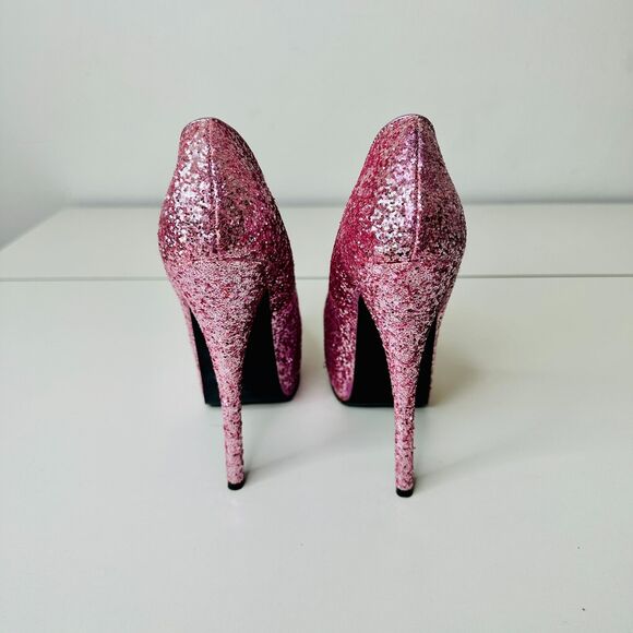 Bordello Teeze 06G Barbie Pink Sexy Glitter Platform Stiletto Heel Pumps 6.5 - Picture 7 of 14